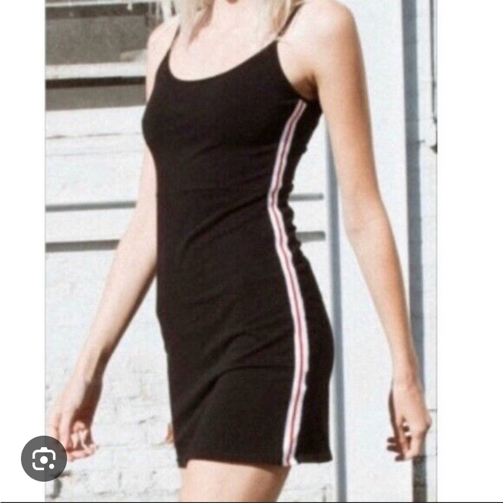 Black brandy melville mini dress with red stripe